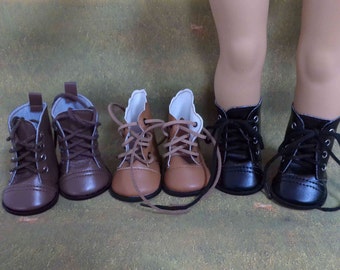 Light Brown - Dark Brown or Black Ankle  Boots-- Doll boots-Made to fit 18" dolls