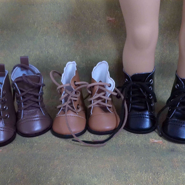 Light Brown - Dark Brown or Black Ankle  Boots-- Doll boots-Made to fit 18" dolls