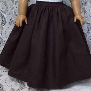 Dark Brown Doll Skirt for 18&quot;  Dolls- Very Full  Skirt suitable for many eras Made to fit 18&quot; dolls