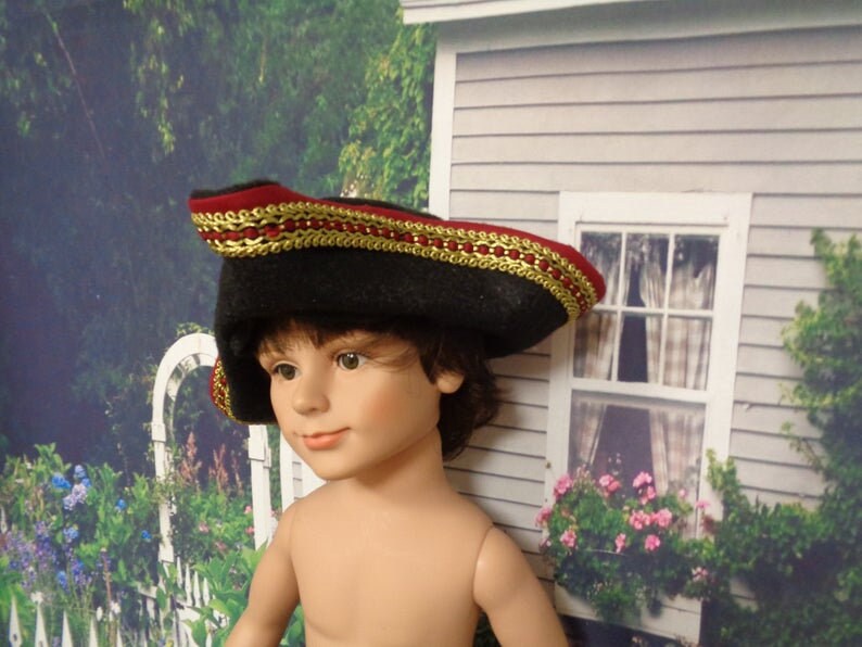 Colonial Tri-Corn Hat for 16-18 Inch Slim Dolls Fits A Girl image 1