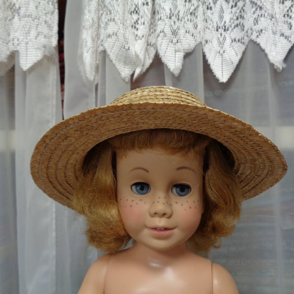 Natural Straw Hat-Decorate your own- fits Chatty cathy-My Twinn and other big Dolls