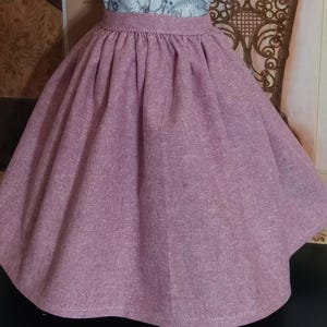 Mauve Doll Skirt for 18&quot; Dolls- Very Full Linen Skirt suitable for many eras- Made to fit 18&quot; dolls