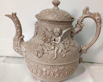 Tetera reciclada de estilo renacentista/campestre francés