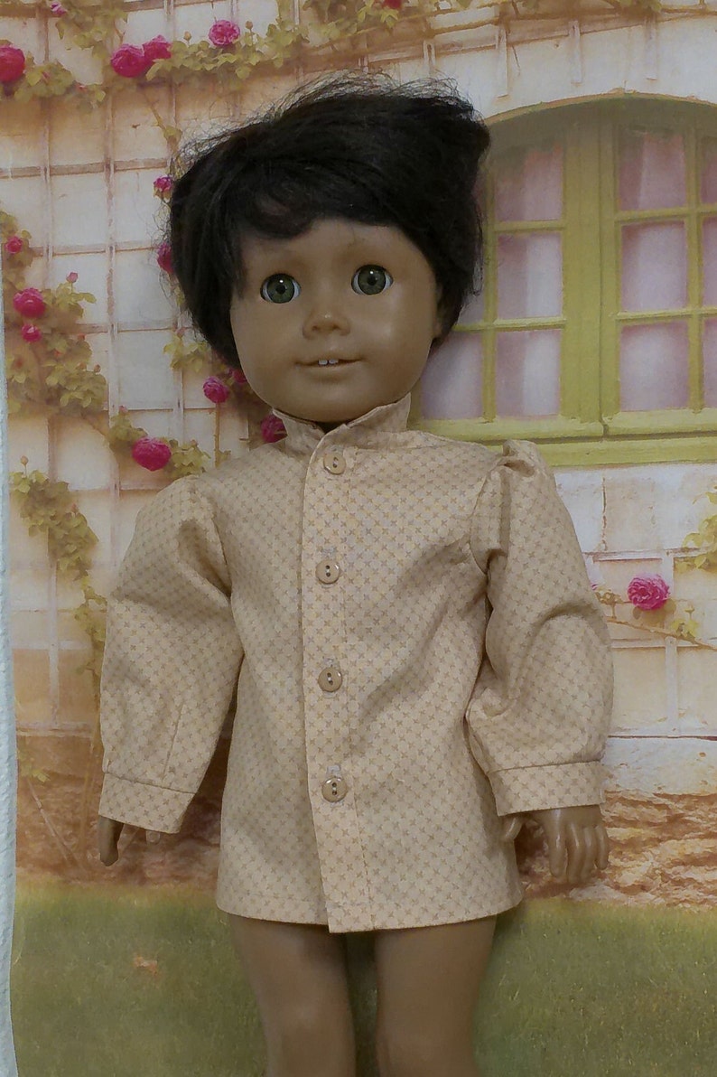 Historical 1800s Boy Doll Tan Shirt for 18 inch Dolls-Made to fit 18 Dolls image 1