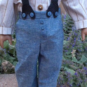 Historical 1800s Boy Doll -Blue Pants with Suspenders - -Made to fit 18" dolls