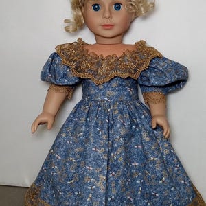 1830s Dress for 18 inch dolls -- 1800s doll dress designed for Made to fit 18" Dolls