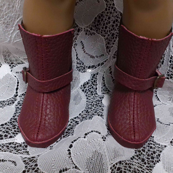 Burgundy Doll Boots-slip ons- Doll boots-Fits 18 inch Dolls