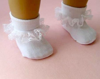 White lace top ankle socks-- for 18" Dolls--Made to fit 18" dolls