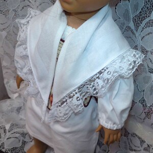 White linen & Lace Fischu-- Suitable for many historical eras.  Made to fit 18" Dolls