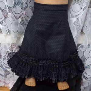 Black Cotton Historical Doll Bustle Petticoat- 1870's  Made to fit 18" Dolls