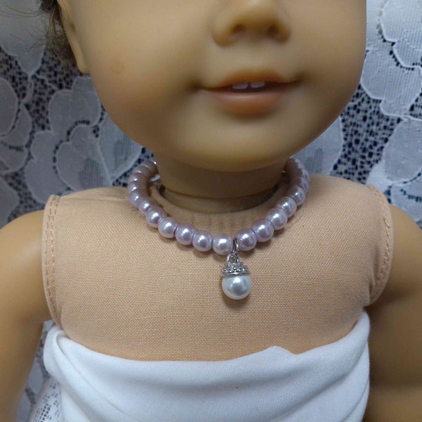 Lilac Pearl Drop - Doll necklace for 18" Dolls-