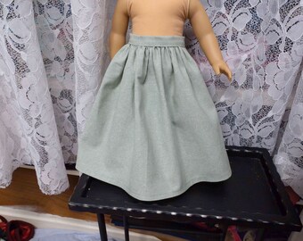 Sea Foam Green Doll Skirt for 18"  Dolls- Very Full Linen Skirt suitable for many eras Made to fit 18" dolls