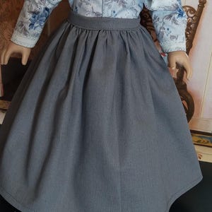 Gray Doll Skirt for 18&quot; Dolls- Very Full Linen Skirt suitable for many eras- Made to fit 18&quot; dolls