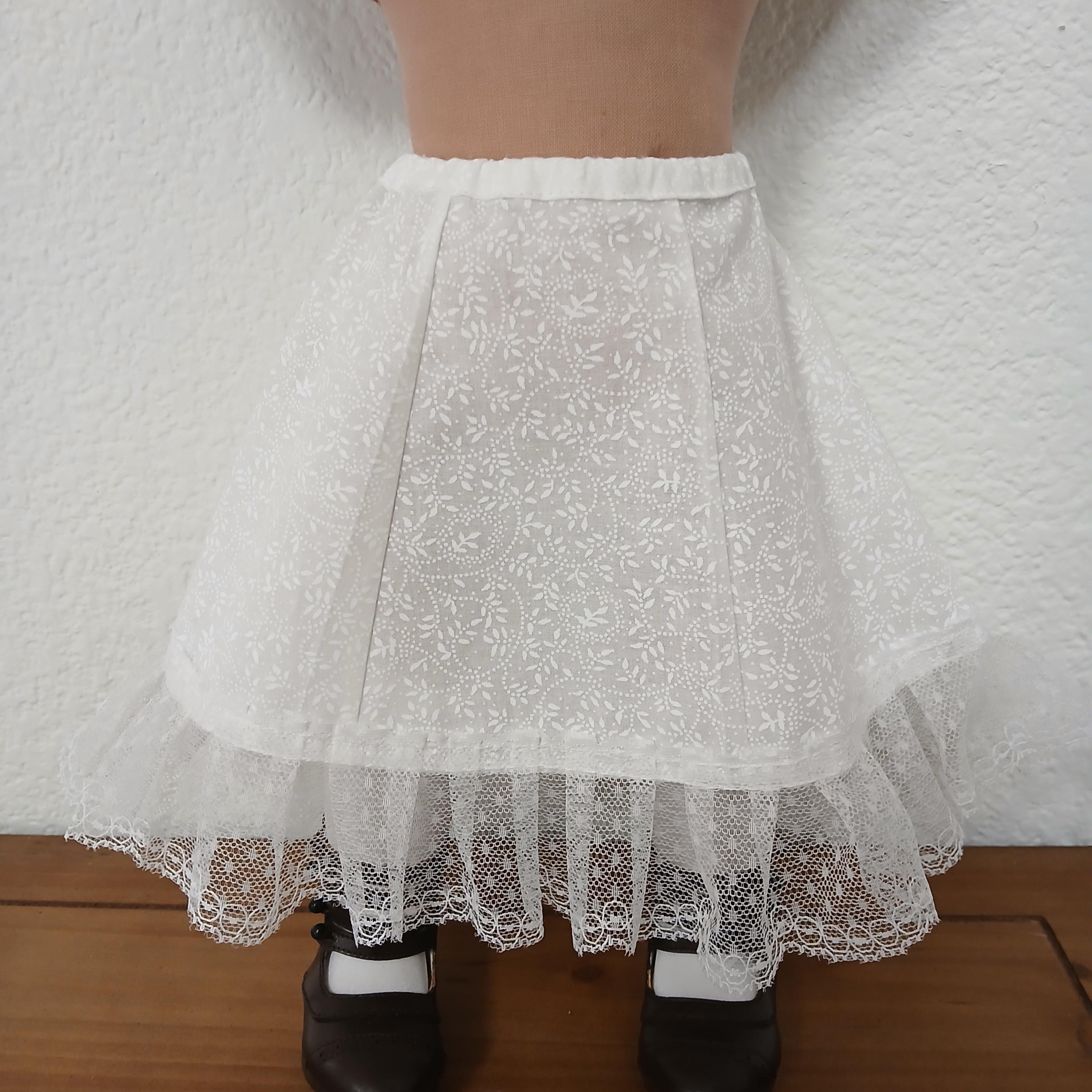 White Cotton Historical Doll Petticoat-late 19th Century - fits 18 inch Dolls