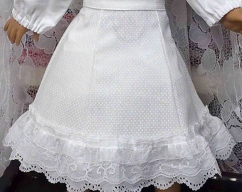 White Cotton Historical Doll Bustle Petticoat- 1870's Made to fit 18" dolls
