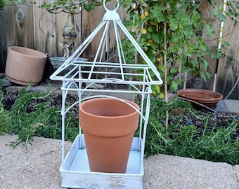 White metal Birdcage Plant holder