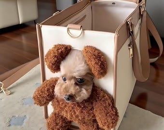 ぬいぐるみクマ型ペットキャリーバッグ – 小型犬・猫用オープントップショルダートート