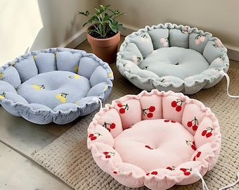 Cama ajustável em formato de abóbora para animais de estimação – Ninho de veludo macio para gatos e cães de pequeno porte (espreguiçadeira dupla função)