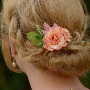 Blush Pink Peony and Rose Flower Hair Clip | Pink Flower Hair Clip | Blossom Hair Clip | Bridesmaids Hair Clip | Bridal Hair Clip