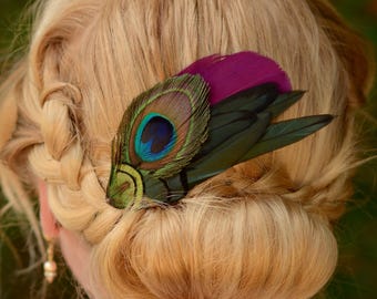 Pfauenfeder Haarspange Damen – Elegant Mit Strass Für Hochzeit, Party, Fascinator Kopfschmuck