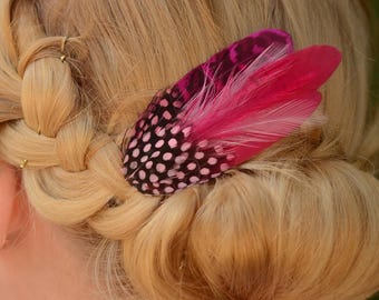 Pink Feather Hair Clip, Pink Feather Headpieces, Shades of  display picture 1
