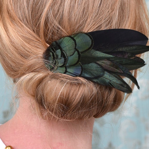 Emerald Green Feather Fascinator Hair Clip Etsy UK