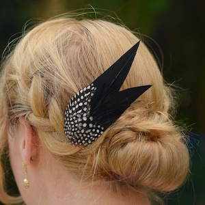 Black Feather Hair Clip Etsy UK