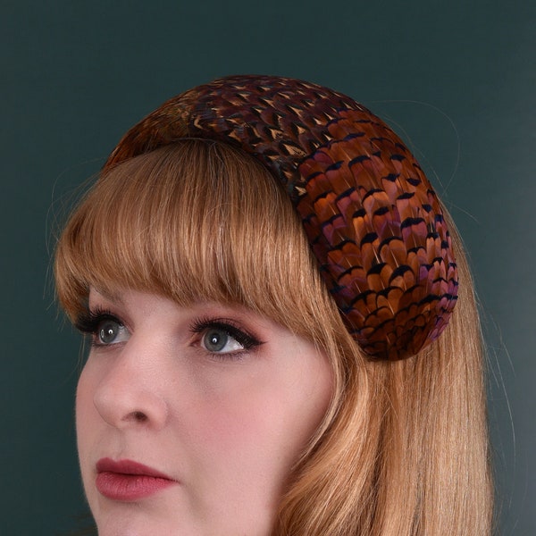 Copper Pheasant Feather Bandeau Headband Fascinator | Pheasant Feather Hat | Wedding Fascinator