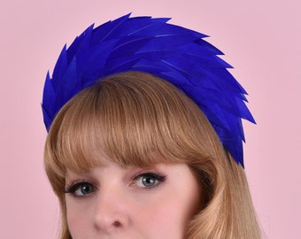 Royal Blue Halo Feather Headpiece