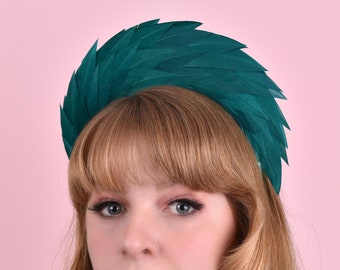 Teal Green Turquoise Halo Feather Headpiece