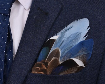 Shades of Blue Duck Feather Pocket Square No.111