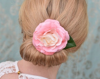 Pink Camelia Rose Hair Clip