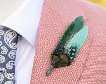 Shades of Green Feather Lapel Pin