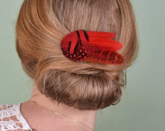 Red Feather Hair Clip