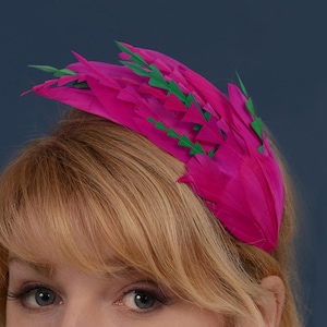 Pink and Green Feather Fascinator Headband  No.005 | Pink Feather Headband | Pink Feather Headpiece