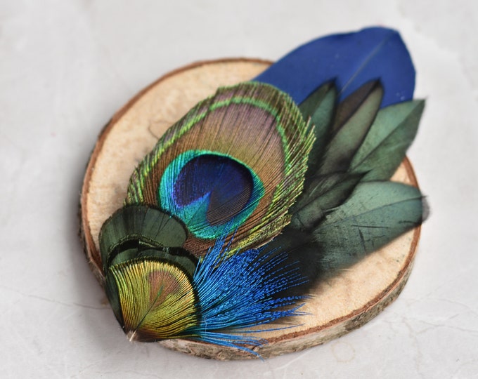 Dark Green Black Lady Amherst Pheasant Feather Hair Clip Fascinator Pin Vtg 672 Dark Green Black Lady Amherst Pheasant Feather Hair Clip Fascinator Pin Vtg 672