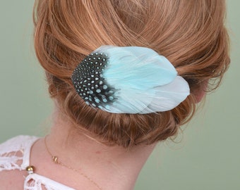 Feather Fascinator in Mint Green and Polka Dot