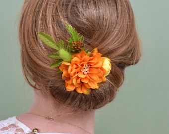 Orange and Yellow Flower Hair Clip