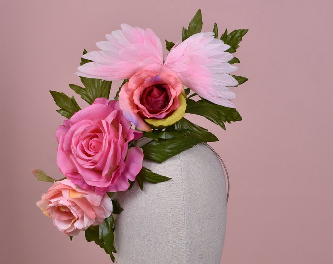 Sculptural Pink Roses Headpiece