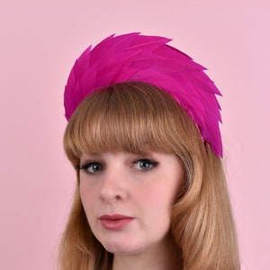 Fuchsia Pink Spiked Feather Halo Headband | Pink Feather Headpiece | Pink Feather Fascinator | Pink Fascinator | Races Headpiece