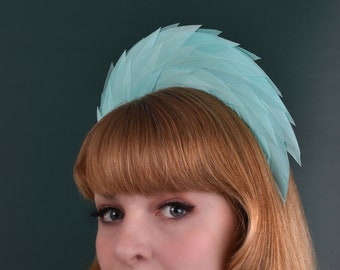 Aqua Mint Spiked Feather Halo Headband