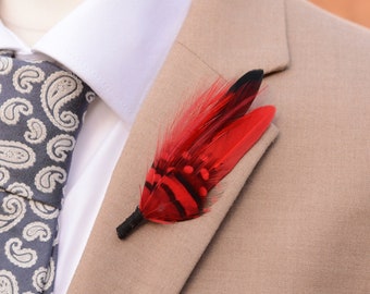 Black and Red Feather Lapel Pin