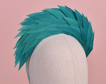 Teal Green Turquoise Halo Feather Headpiece