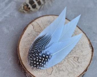 Pastel Blue and Monochrome Feather Lapel Pin
