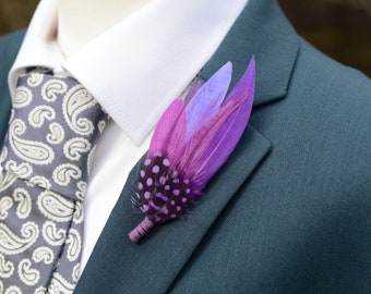 Shades of Purple Feather Lapel Pin Small no.189