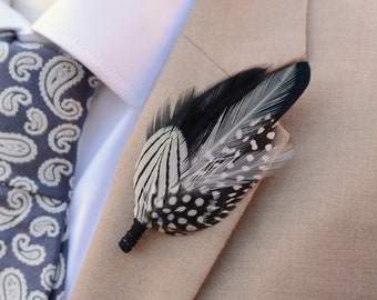 Monochrome Feather Lapel Pin Small