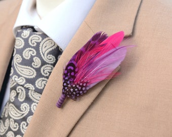 Shades of Pink and Purple Feather Lapel Pin Small no.185