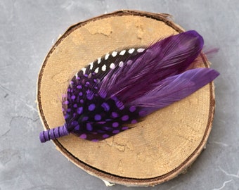 Shades of Purple Polka Dot Feather Lapel Pin