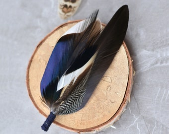 Blue Duck Feather Lapel Pin