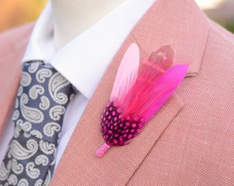 Flamingo Pink Feather Lapel Pin